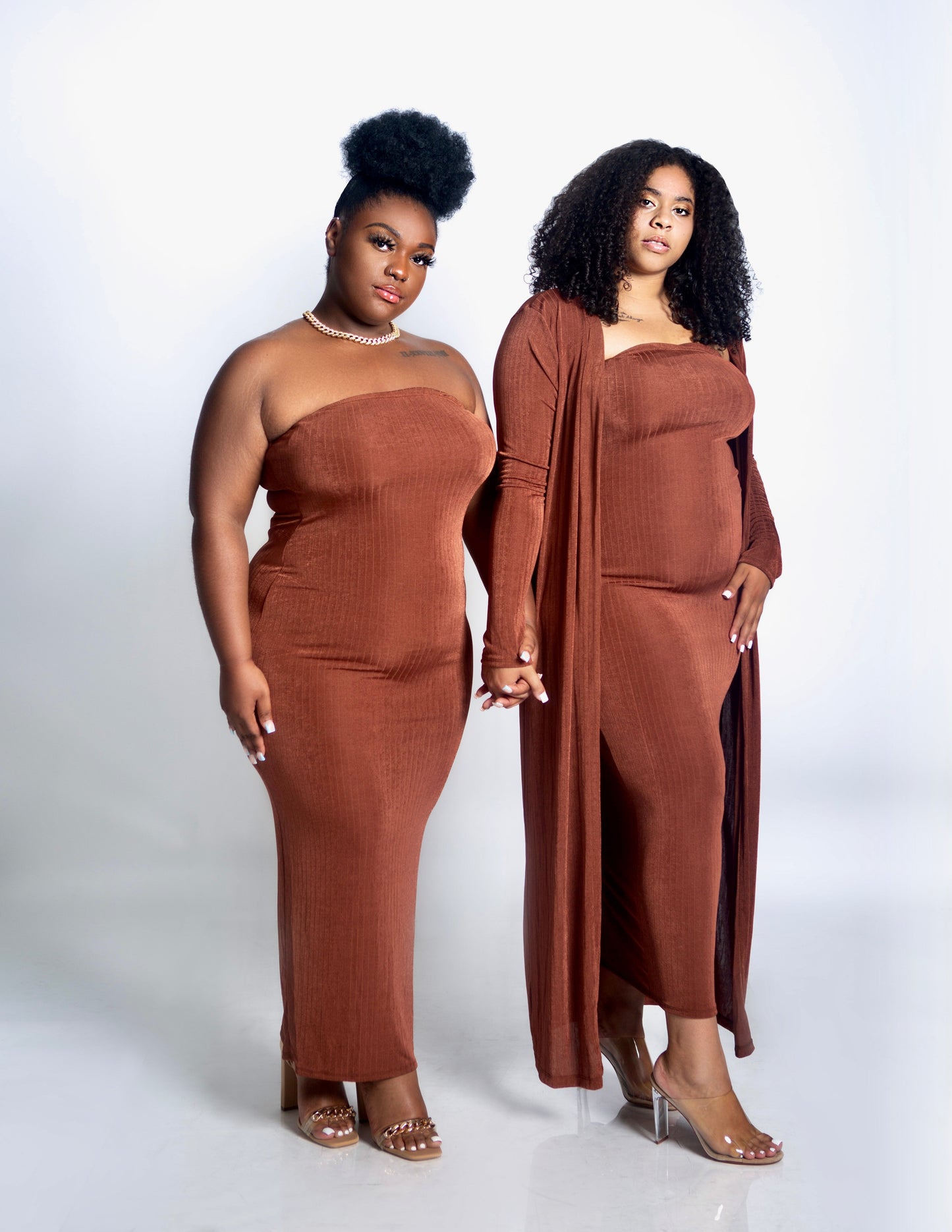 CHOCOLATE CARDIGAN DRESS SET (S-3XL)