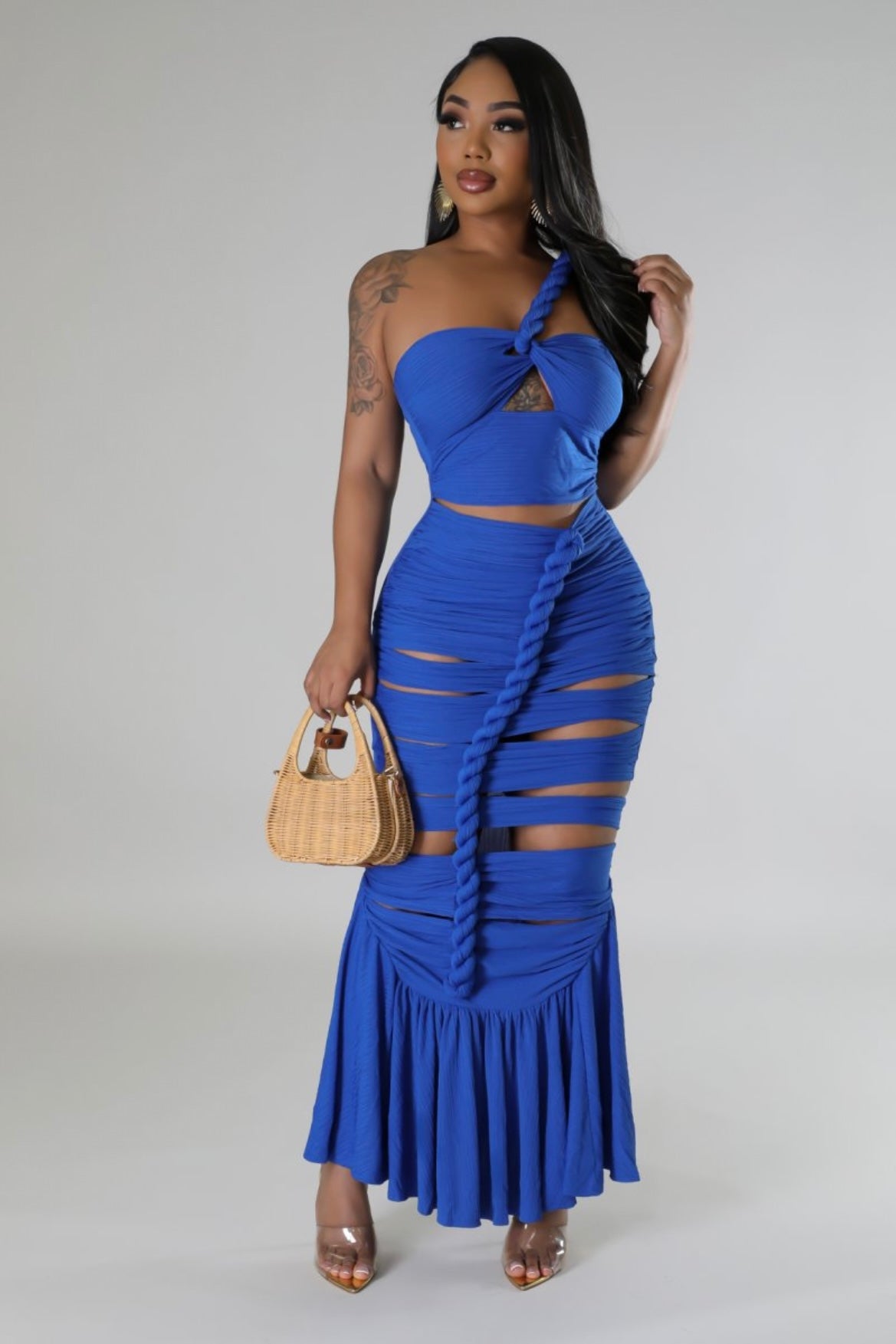 BLUE THEM AWAY RAG DRESS