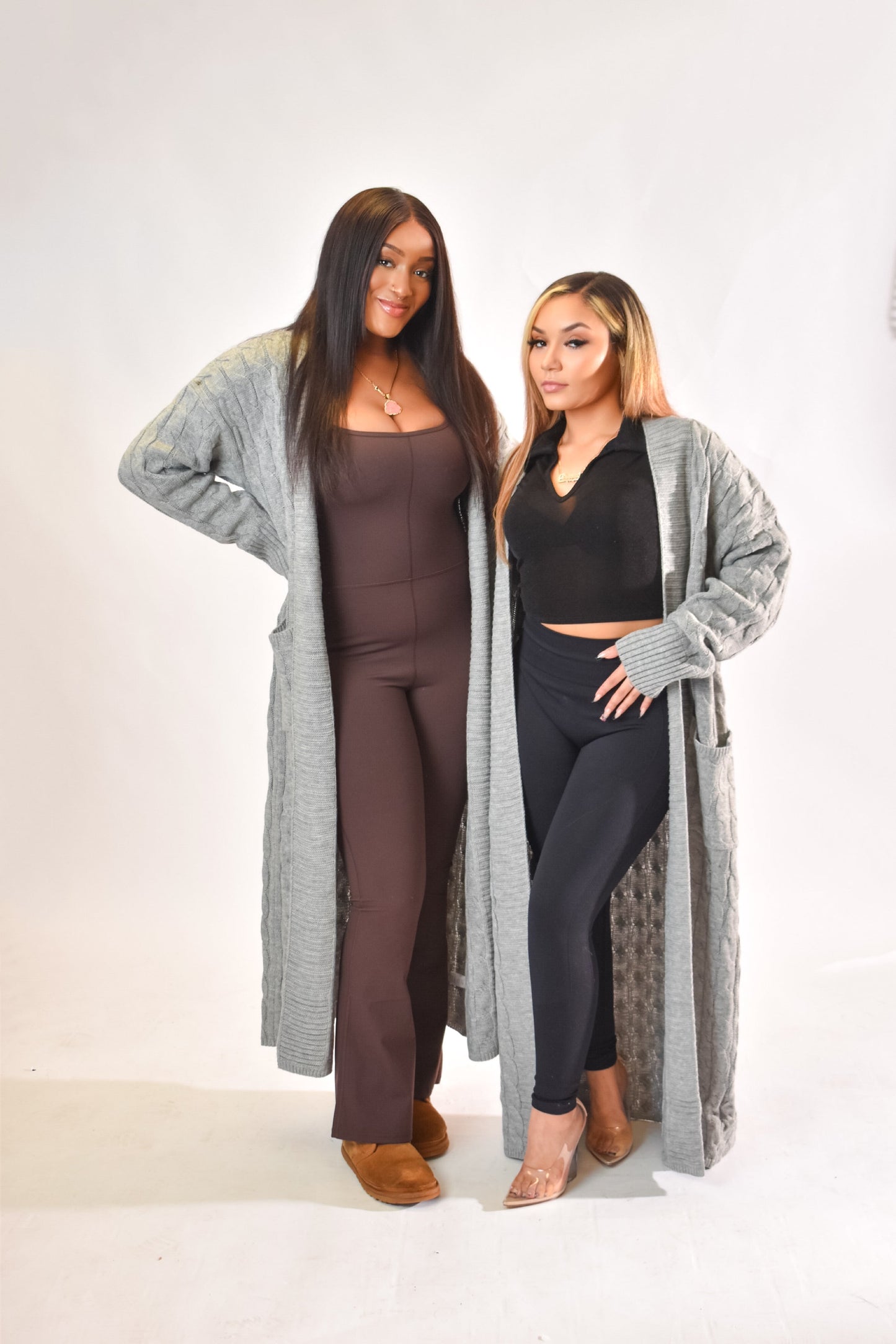 GREY LONG KNIT CARDIGAN