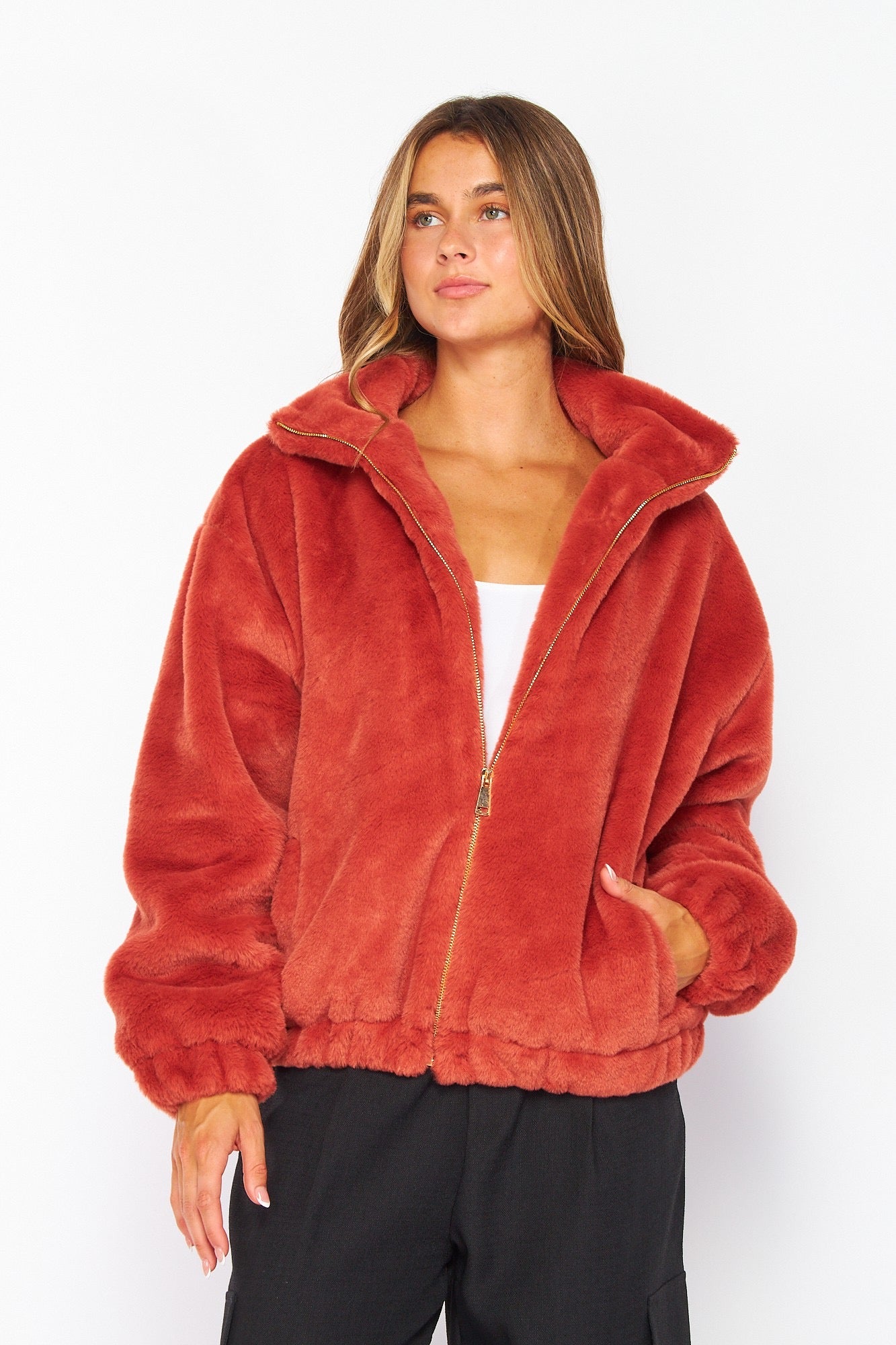 APRICOT BRANDY PLUSH JACKET