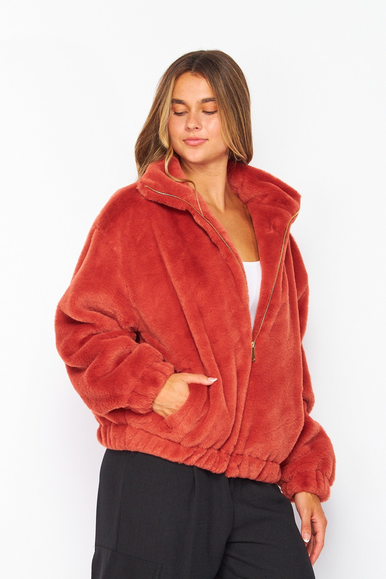 APRICOT BRANDY PLUSH JACKET