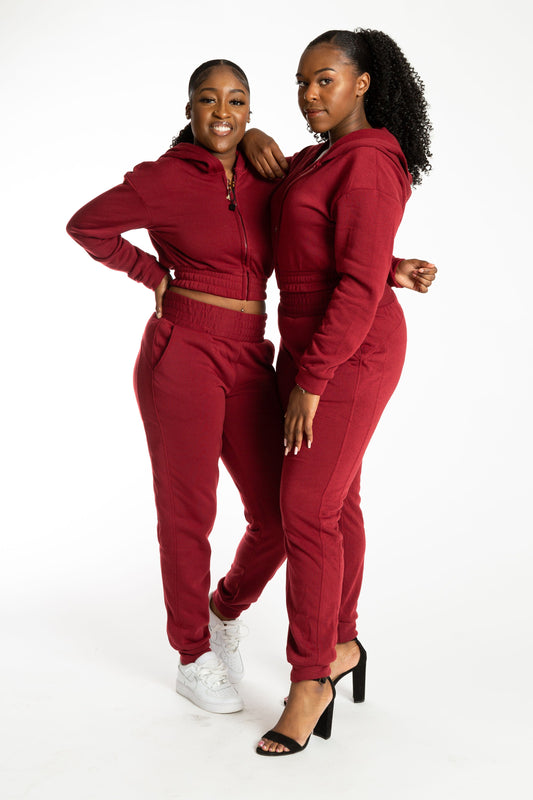 BURGUNDY JOGGER  SET